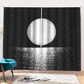 Black And White Moonlight Print Pencil Pleat Curtains