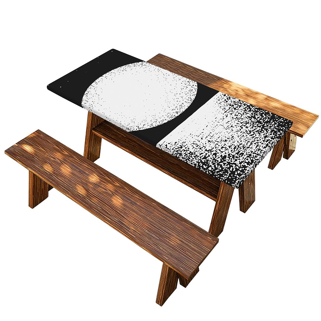 Black And White Moonlight Print Picnic Table Cover