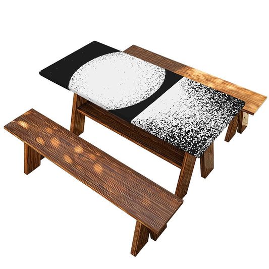 Black And White Moonlight Print Picnic Table Cover