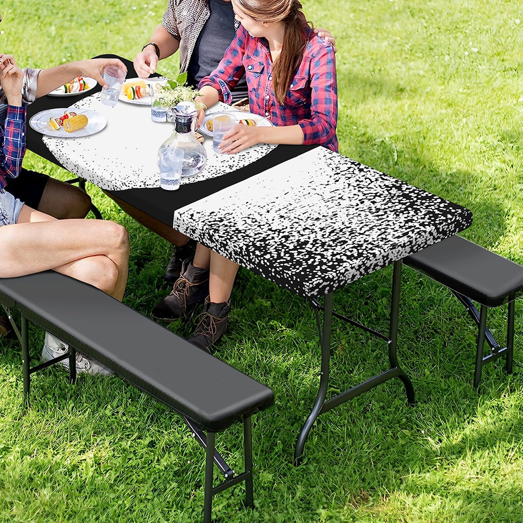 Black And White Moonlight Print Picnic Table Cover