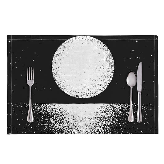 Black And White Moonlight Print Placemat