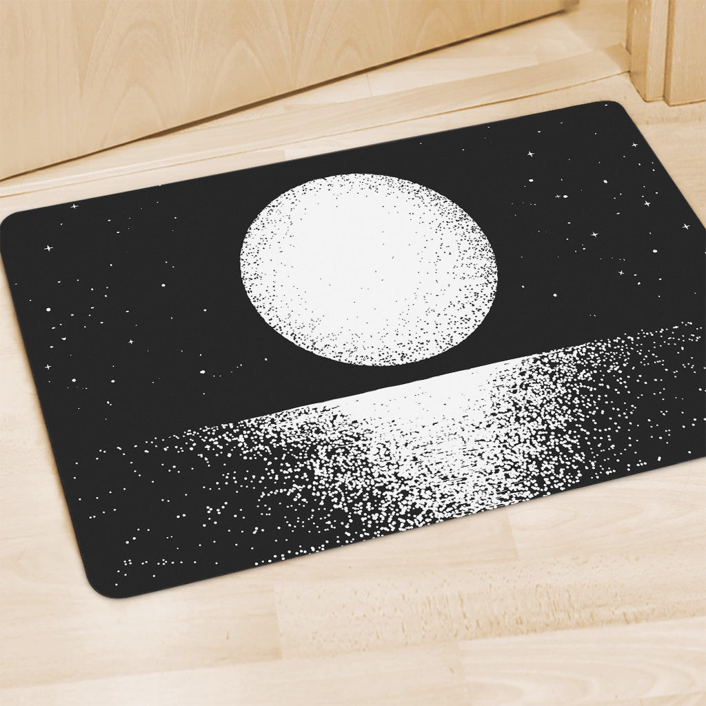 Black And White Moonlight Print Polyester Doormat