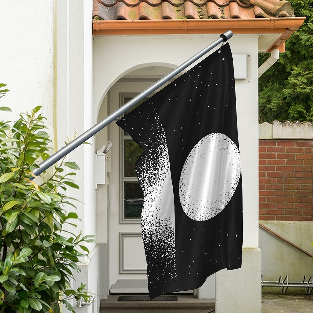 Black And White Moonlight Print Polyester Flag