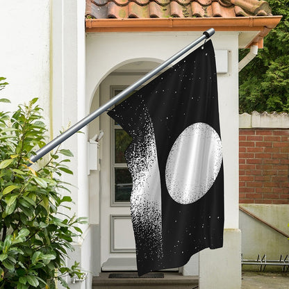 Black And White Moonlight Print Polyester Flag