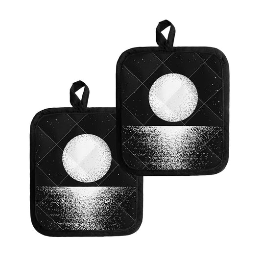 Black And White Moonlight Print Pot Holders
