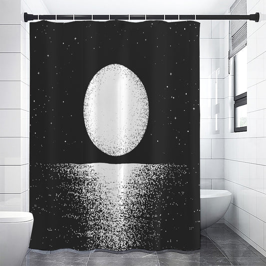 Black And White Moonlight Print Premium Shower Curtain