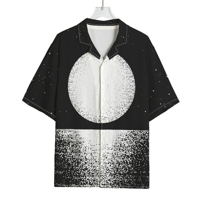 Black And White Moonlight Print Rayon Hawaiian Shirt
