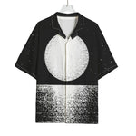 Black And White Moonlight Print Rayon Hawaiian Shirt