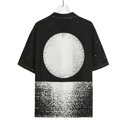 Black And White Moonlight Print Rayon Hawaiian Shirt