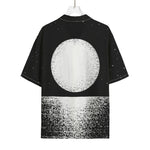 Black And White Moonlight Print Rayon Hawaiian Shirt