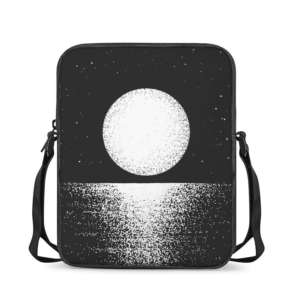 Black And White Moonlight Print Rectangular Crossbody Bag