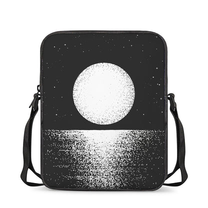 Black And White Moonlight Print Rectangular Crossbody Bag