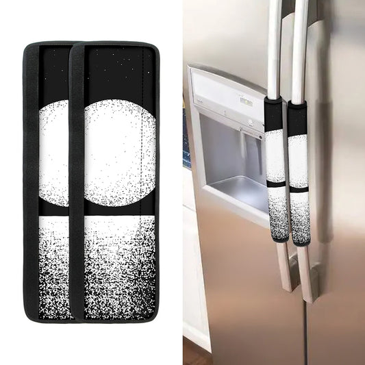 Black And White Moonlight Print Refrigerator Handle Covers