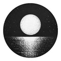 Black And White Moonlight Print Round Blanket
