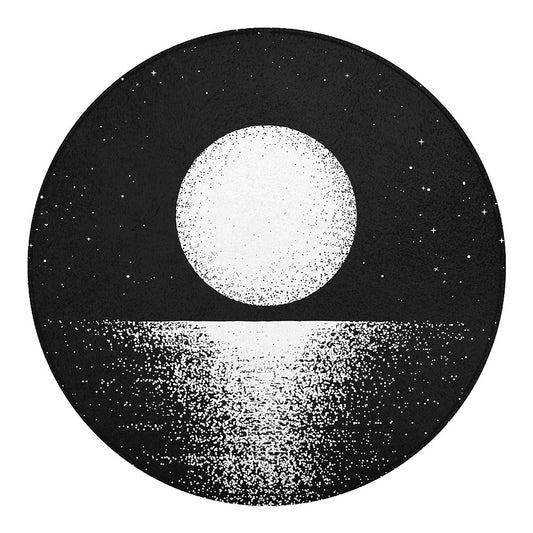 Black And White Moonlight Print Round Blanket