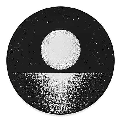 Black And White Moonlight Print Round Floor Mat