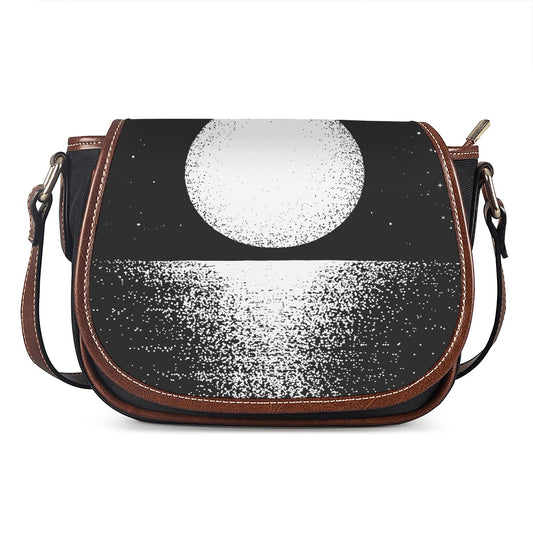 Black And White Moonlight Print Saddle Bag