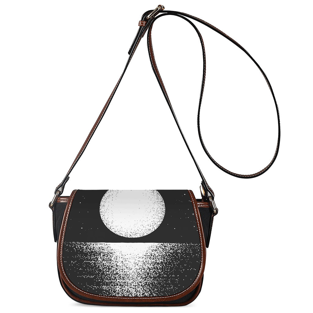 Black And White Moonlight Print Saddle Bag