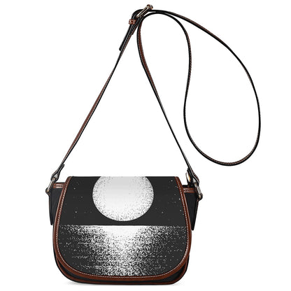 Black And White Moonlight Print Saddle Bag