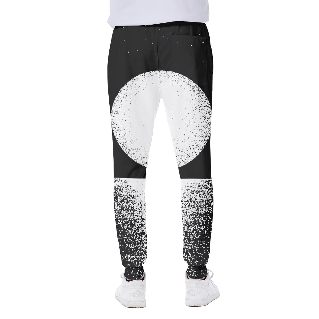 Black And White Moonlight Print Scuba Joggers