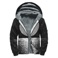 Black And White Moonlight Print Sherpa Lined Zip Up Hoodie