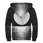 Black And White Moonlight Print Sherpa Lined Zip Up Hoodie