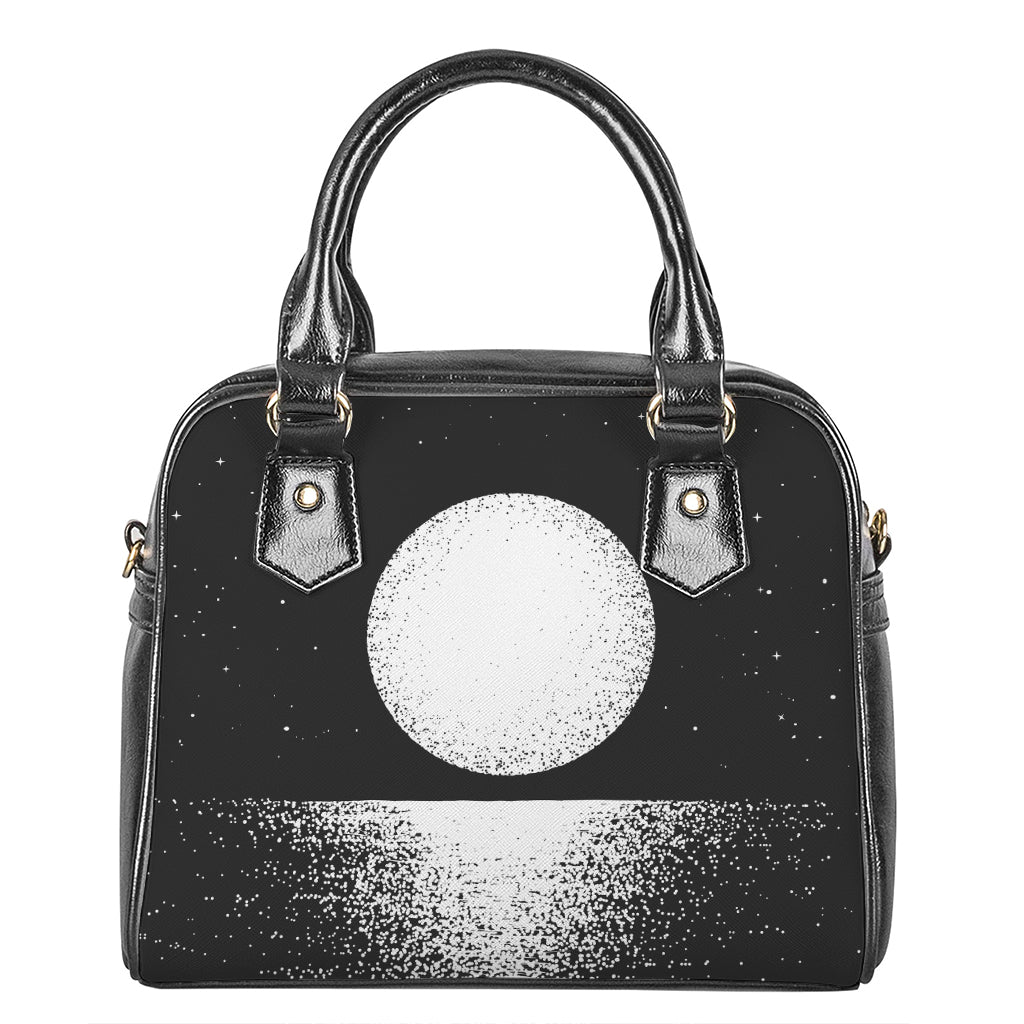 Black And White Moonlight Print Shoulder Handbag