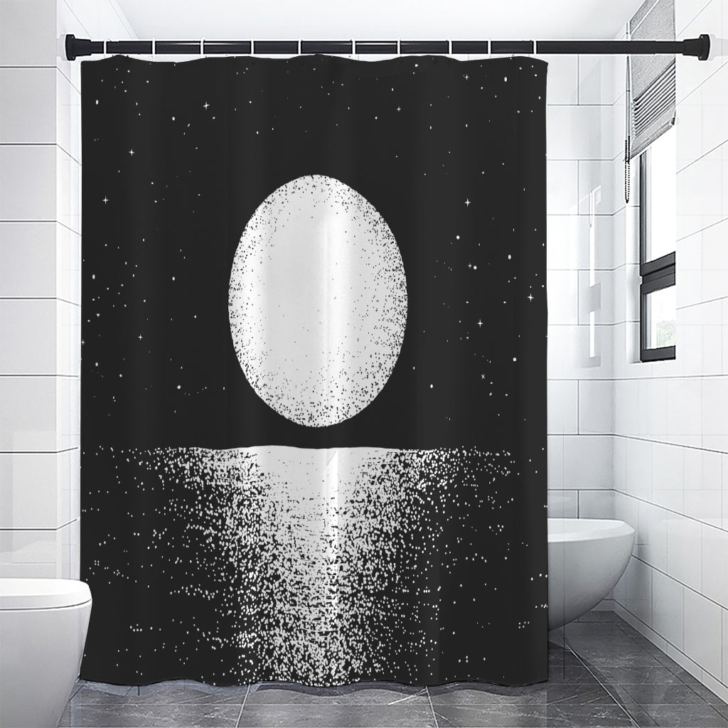 Black And White Moonlight Print Shower Curtain