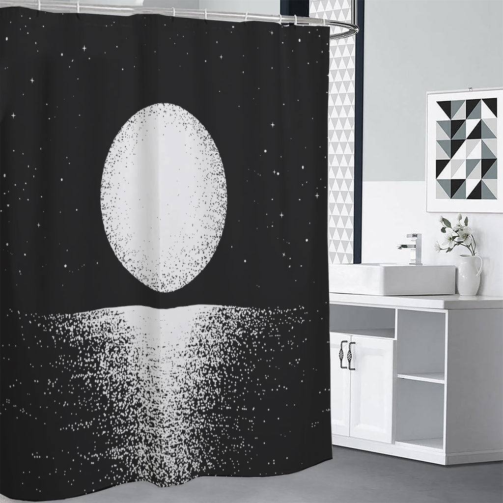 Black And White Moonlight Print Shower Curtain