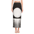 Black And White Moonlight Print Side Slit Maxi Skirt