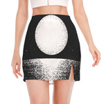 Black And White Moonlight Print Side Slit Mini Skirt