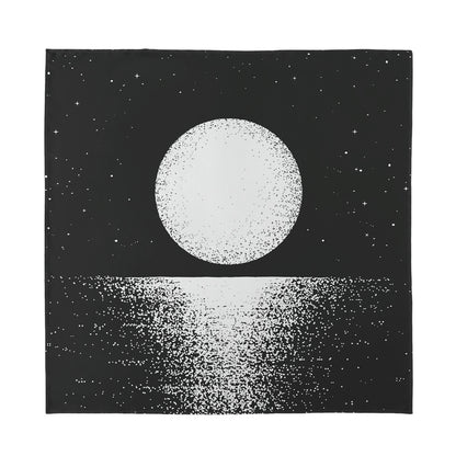 Black And White Moonlight Print Silk Bandana