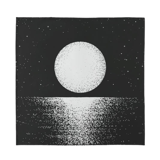 Black And White Moonlight Print Silk Bandana