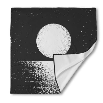 Black And White Moonlight Print Silk Bandana