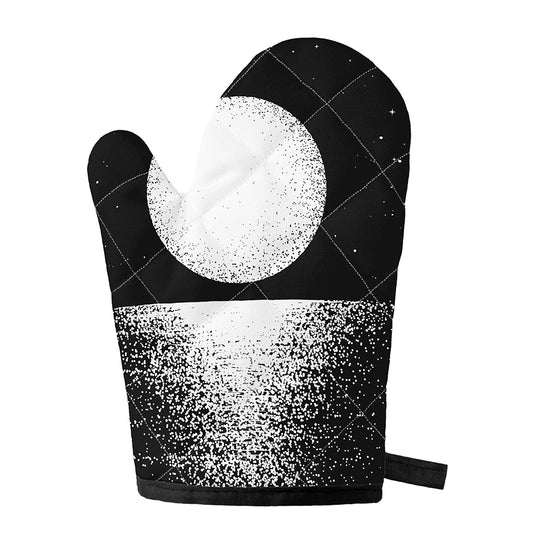 Black And White Moonlight Print Single Oven Mitt