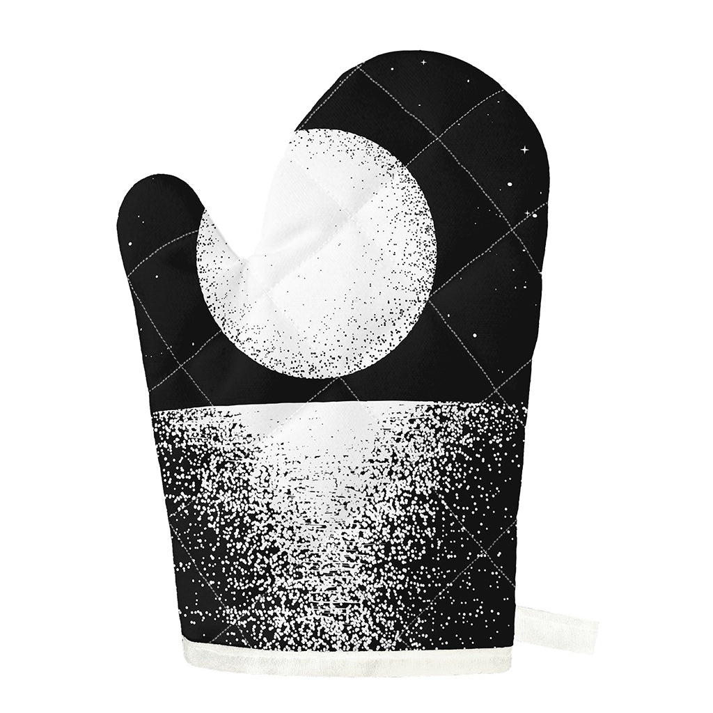 Black And White Moonlight Print Single Oven Mitt
