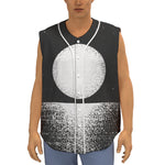 Black And White Moonlight Print Sleeveless Baseball Jersey