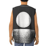 Black And White Moonlight Print Sleeveless Baseball Jersey