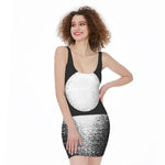 Black And White Moonlight Print Sleeveless Bodycon Dress