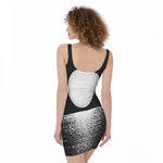 Black And White Moonlight Print Sleeveless Bodycon Dress