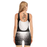 Black And White Moonlight Print Sleeveless One Piece Swimsuit