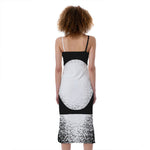Black And White Moonlight Print Slim Fit Midi Cami Dress