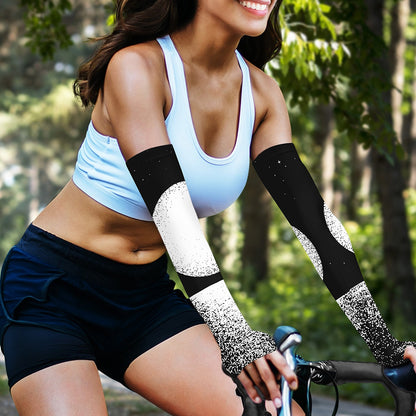 Black And White Moonlight Print Sun Protection Arm Sleeves