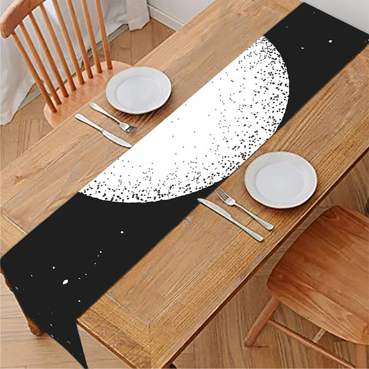 Black And White Moonlight Print Table Runner