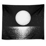 Black And White Moonlight Print Tapestry