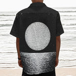 Black And White Moonlight Print Textured Short Sleeve Shirt