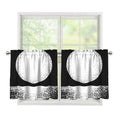 Black And White Moonlight Print Tier Curtains