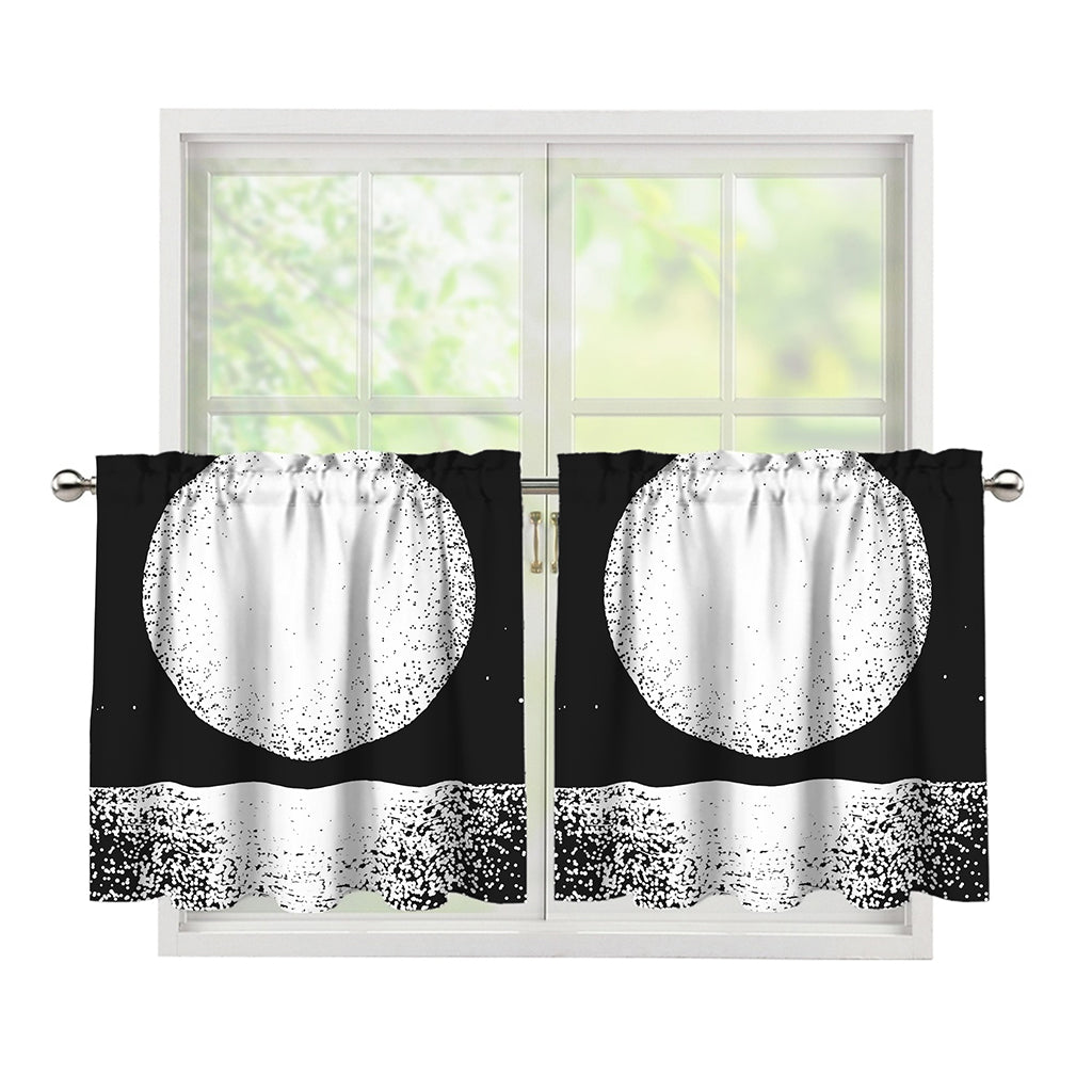Black And White Moonlight Print Tier Curtains