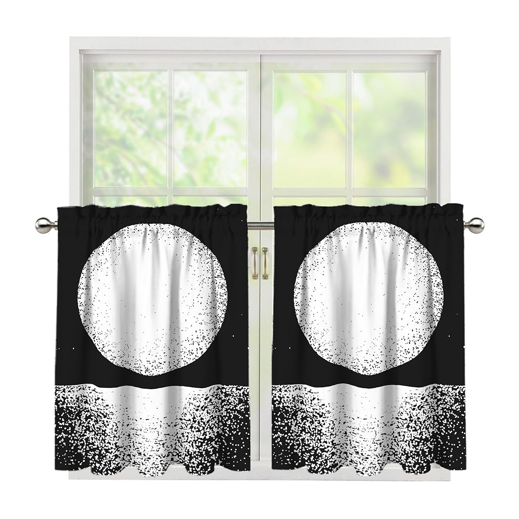 Black And White Moonlight Print Tier Curtains