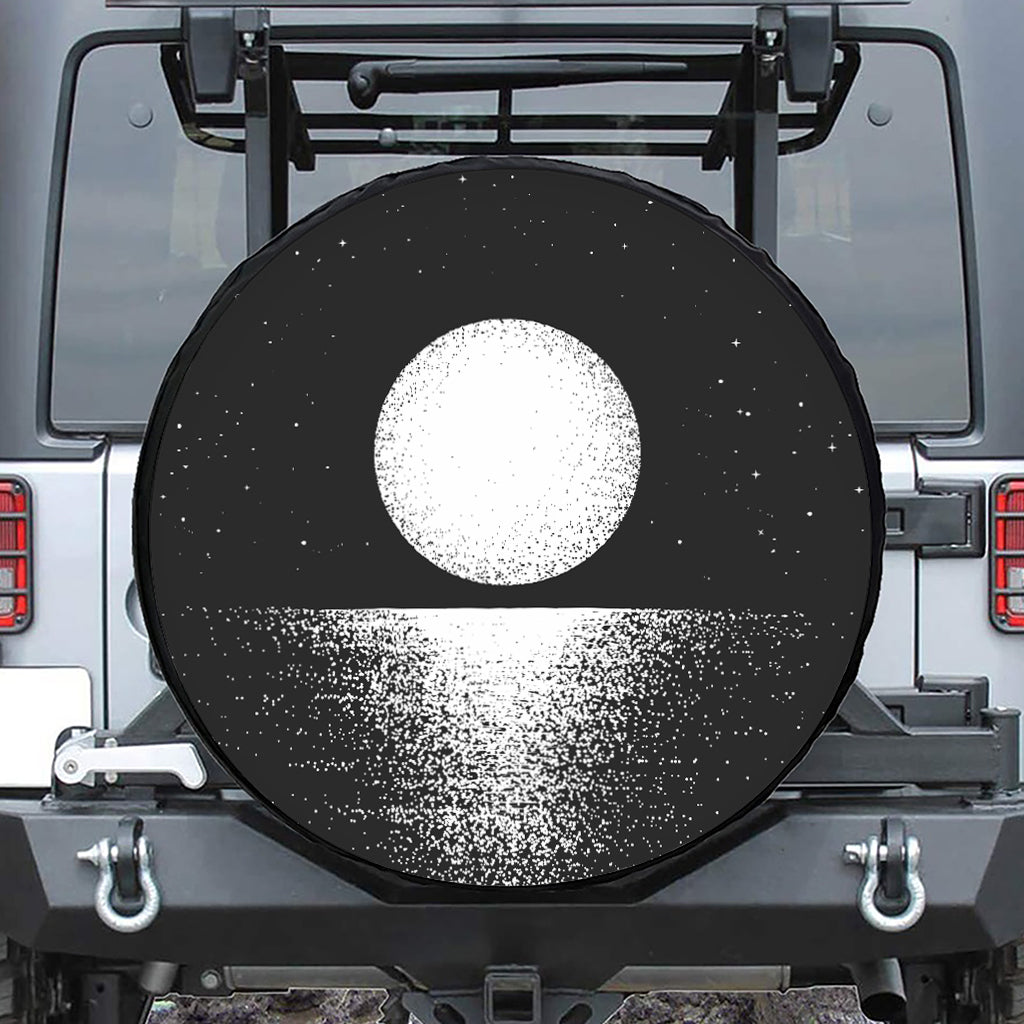 Black And White Moonlight Print Tire Cover